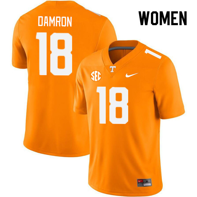 Women #18 Ryan Damron Tennessee Volunteers College Football Jerseys Stitched Sale-Orange